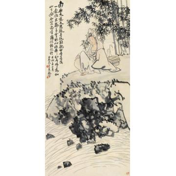 王震壬戌（1922）年作观音菩萨立轴设色纸本