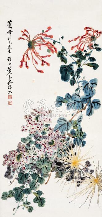 吴树本菊花立轴设色纸本字画之家