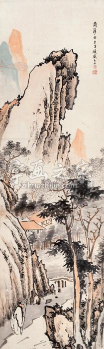 盛大士策杖归山立轴设色纸本字画之家