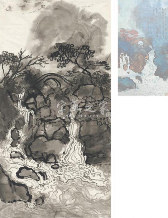 刘海粟黄山白龙桥画心水墨纸本字画之家