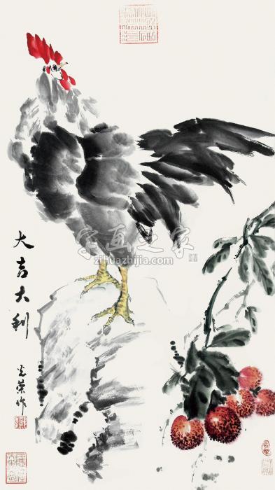 岑光荣2005年作大吉大利立轴设色纸本字画之家