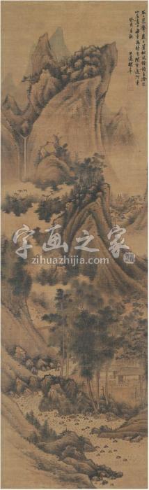 胡皋1633年作夏山草堂图立轴设色绢本字画之家