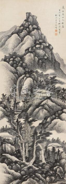 花沙纳癸卯（1843）年作溪山人家立轴水墨纸本字画之家