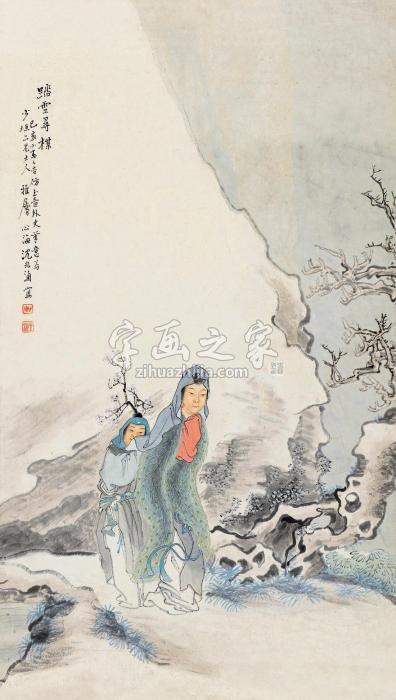 沈心海己亥（1899）年作踏雪寻梅立轴设色纸本字画之家