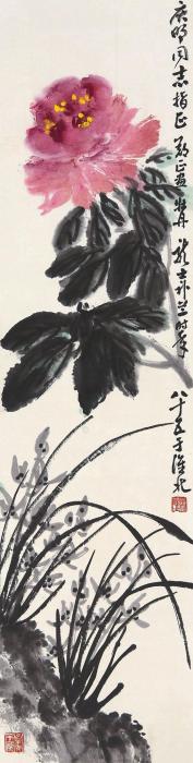 萧龙士花卉立轴纸本字画之家