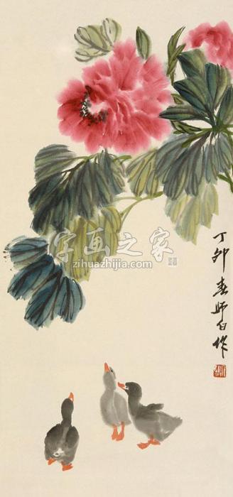 娄师白牡丹鸭趣立轴字画之家