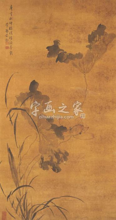 佚名荷花图立轴设色绢本字画之家