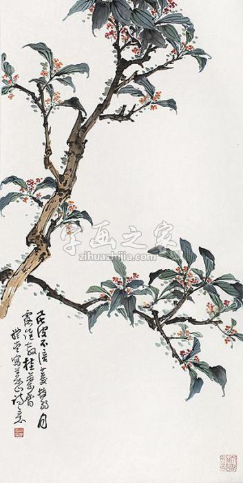 梁基永花卉镜片设色纸本字画之家