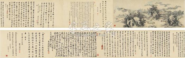 黄鹤鸣1787年作梅竹山居图手卷设色纸本字画之家