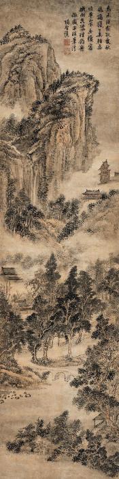 项圣谟秋山萧寺图立轴设色纸本字画之家