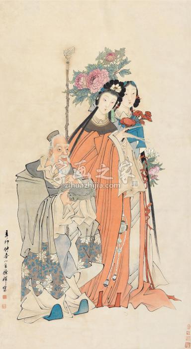 徐祥辛卯（1891）年作麻姑献寿立轴设色纸本字画之家