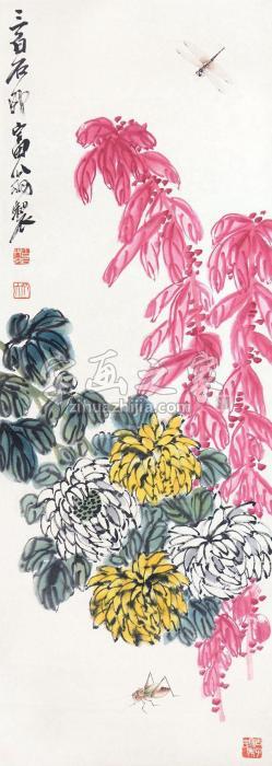 齐白石花卉草虫立轴纸本字画之家