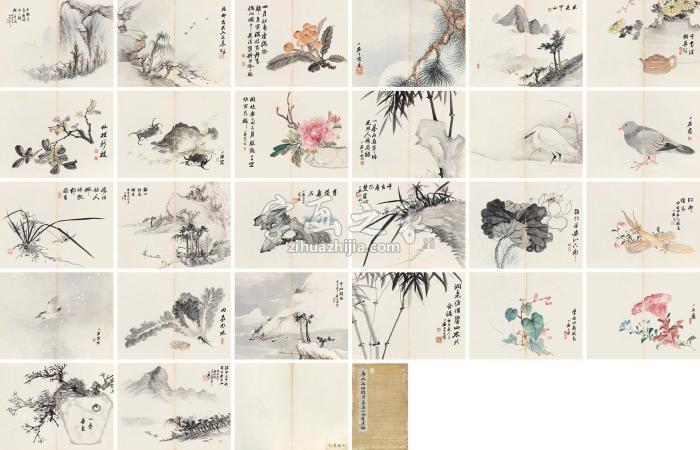 钱澧花鸟山水册页纸本字画之家