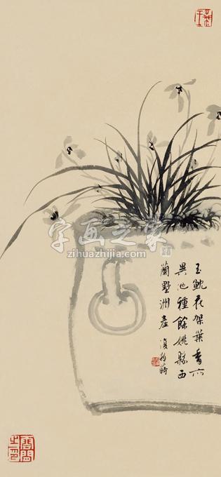 白蕉墨兰镜框水墨纸本字画之家