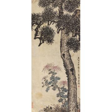 李鱓1745年作松菊长寿立轴纸本