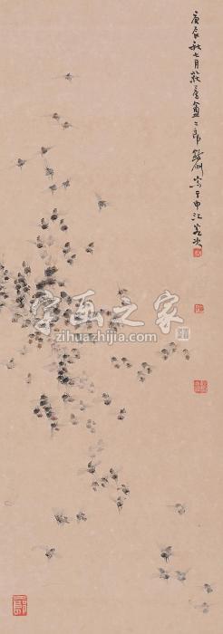 蔡鹤洲蜜蜂立轴设色纸本字画之家