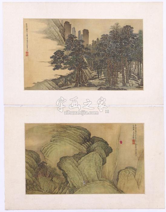 --TwoChinesePaintedAlbumLeaves，Landscape字画之家