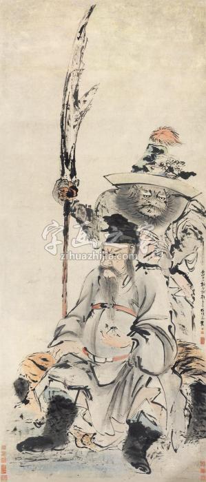 高其佩1714年作武圣图立轴纸本字画之家