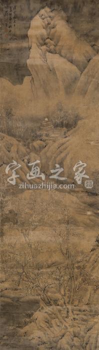 蓝瑛（款）戊申（1608年）作雪山楼观图立轴绫本字画之家