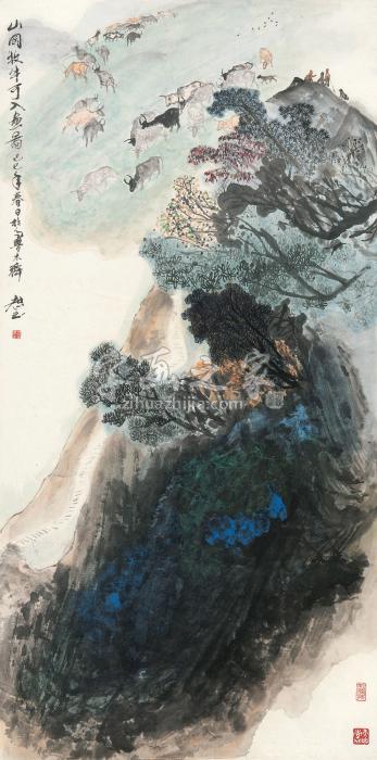 徐庶之己巳（1989年）作山冈牧牛镜心纸本字画之家