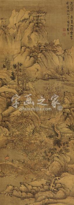 蓝瑛万山积雪图绢本立轴字画之家