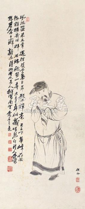 张大千仿石涛《南宫爱石图》镜心纸本字画之家