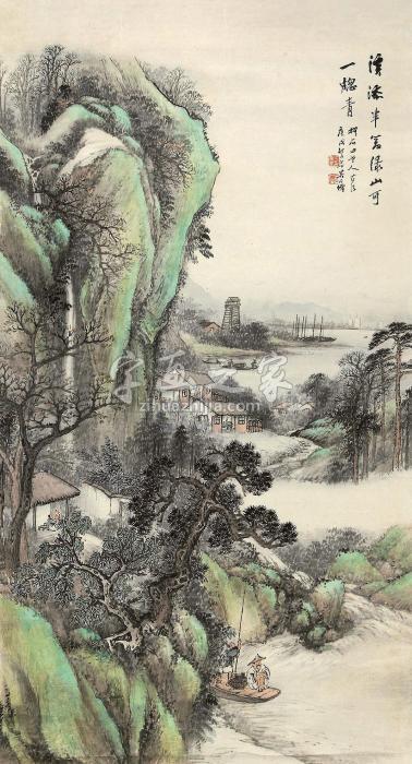 吴石仙1910年作溪山清水图立轴设色纸本字画之家