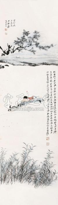 张大千牧童图镜心纸本设色字画之家