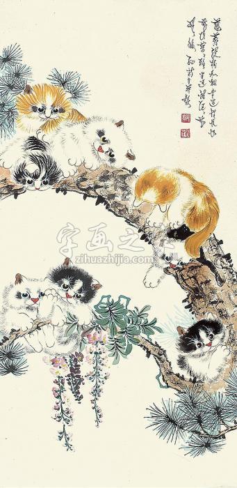 孙菊生猫趣图立轴纸本字画之家