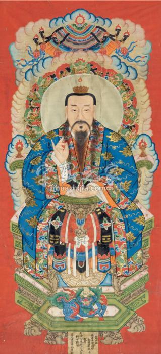 --China，dated1834PORTRAITOFTHEDAOISTGODYUQI字画之家