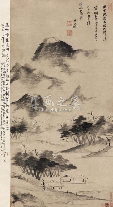 倪元璐1639年作云山图立轴水墨纸本字画之家