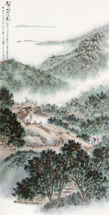 黄纯尧1974年作万山远景立轴纸本设色字画之家