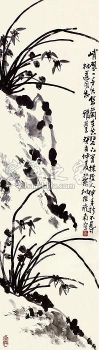 黄叶村兰花立轴纸本字画之家