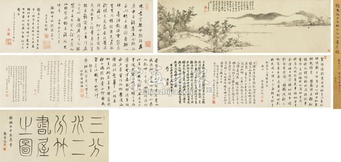 钱维城1762年作钱文敏三分水二分竹书屋图纸本手卷字画之家