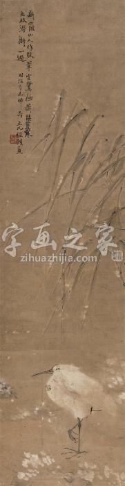 任预（款）辛未（1871年）作一鹭连科立轴纸本字画之家