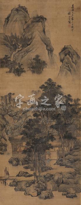 谢时臣乙未（1535年）作云山草堂立轴绢本字画之家