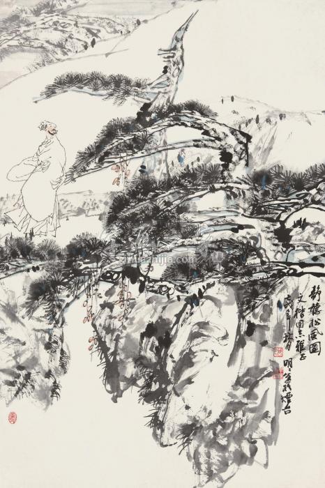 王明明壬戌（1982年）作静听松风图镜心纸本字画之家