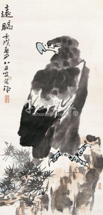 李苦禅1982年作远瞩图立轴设色纸本字画之家