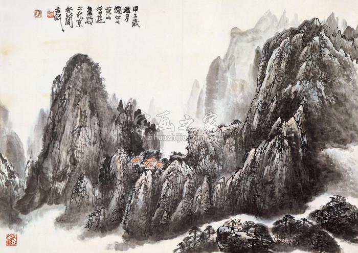 李行简山水立轴设色纸本字画之家