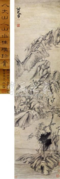 八大山人山水立轴水墨纸本字画之家