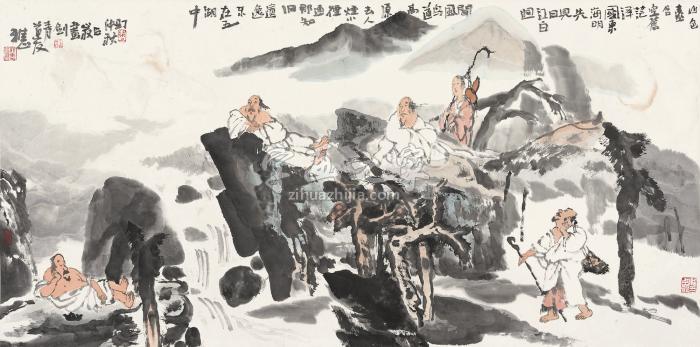 梁占岩丁丑（1997年）作云崖高士镜心纸本字画之家