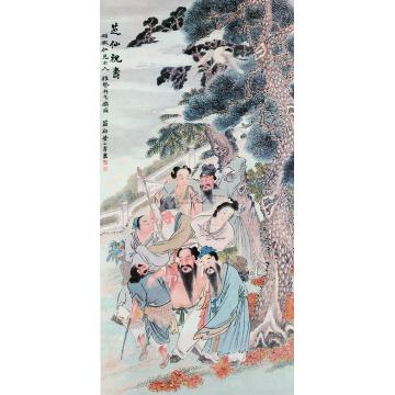 黄山寿八仙祝寿立轴字画之家