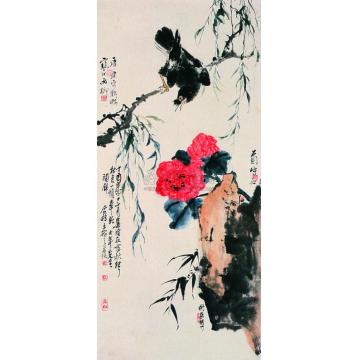 唐云江寒汀谢稚柳等1957年作芙蓉八哥立轴字画之家