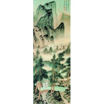 张大千丙戌（1946）年作山雨催泉图立轴