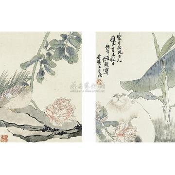 任伯年花鸟册(十开选二)字画之家