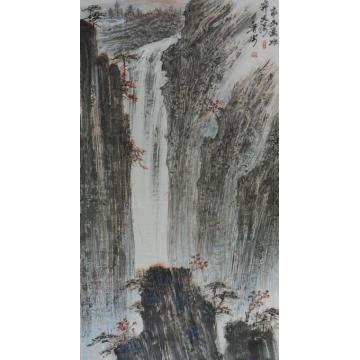 曾鲁安国画山水高山流水奔大海字画之家