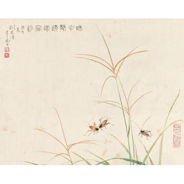 刘菊清国画花鸟秋虫声透绿窗纱字画之家