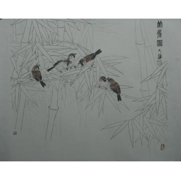 罗大华国画花鸟竹雀图字画之家