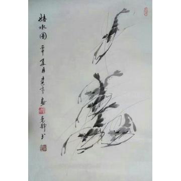 李建亭国画花鸟嬉水图字画之家