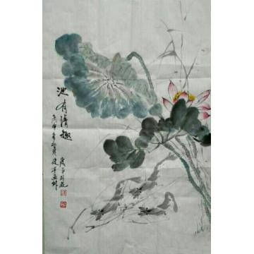 李建亭国画花鸟池有清趣字画之家